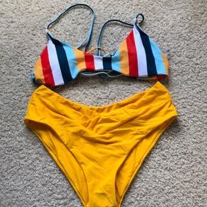 Tie back colorful bikini set